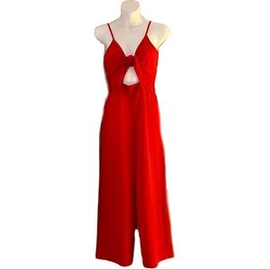High waisted capri jumpsuit/romper with front tie keyhole